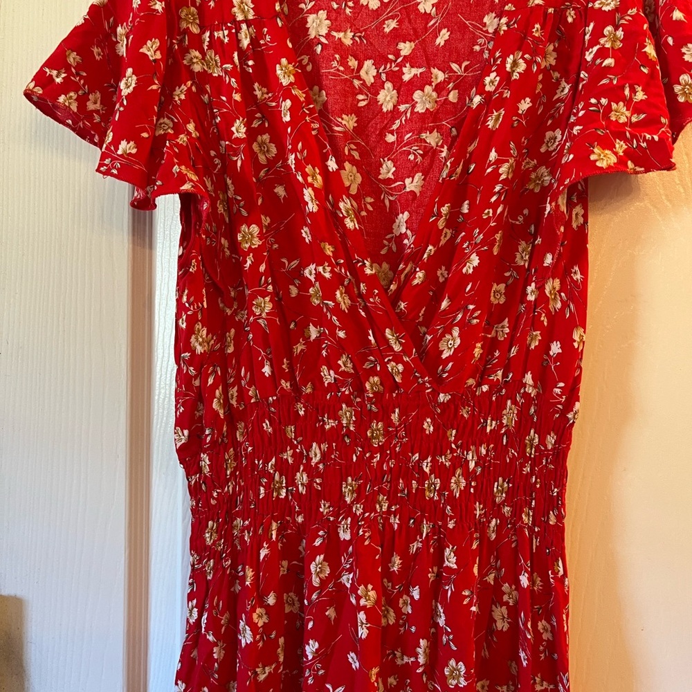 Floral Red Dress
